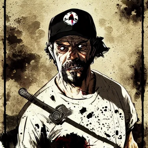 Image similar to don ramon and the chavo del 8 walking dead game telltale, gigachad black and white trending on artstation, painted by greg rutkowski