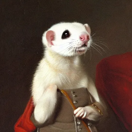 Image similar to Ferret in a general outfit, painted by Jan Willem Pieneman, Courageous, Bold,