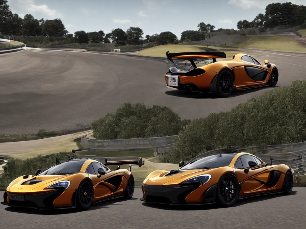 Prompt: a cinematic screenshot of a McLaren p1 in gran turismo