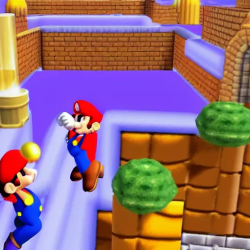 Prompt: a screenshot from Super Mario 64 (1996)