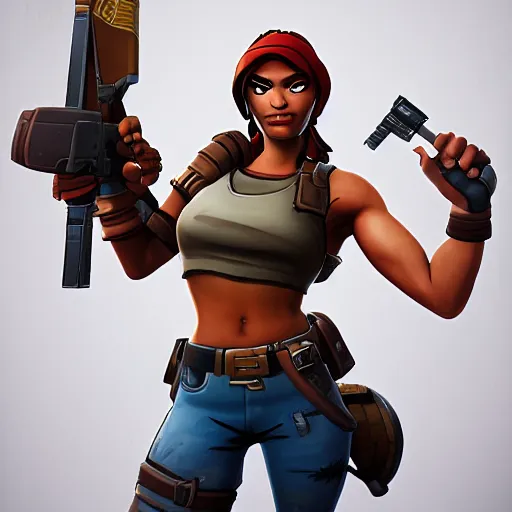 Prompt: portrait of renegade raider from fortnite holding a shotgun
