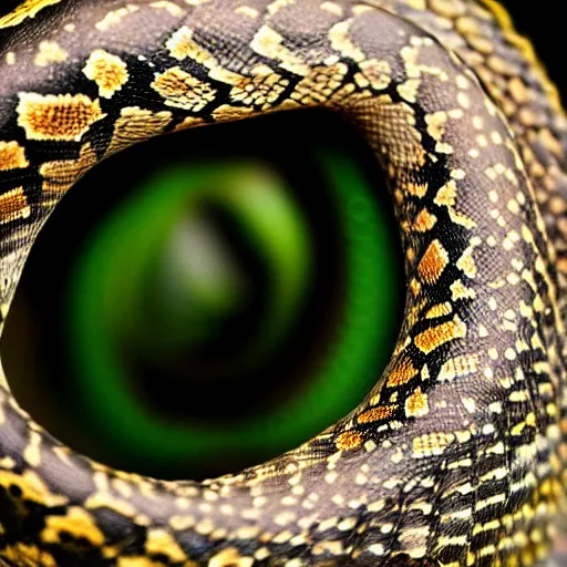 Image similar to close up of a Snake Eye in its natural environment, macro, High detail.