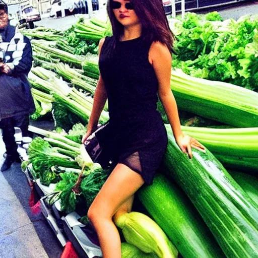 Image similar to selena gomez is celery!!!!!!