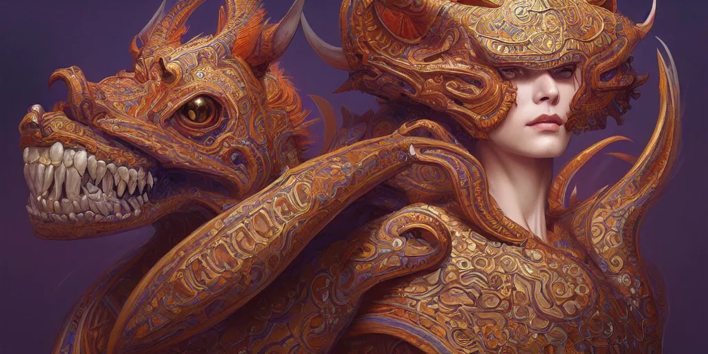 Image similar to painting of a oroboros, symmetric, decorated, intricate, elegant, highly detailed, digital painting, artstation, concept art, smooth, sharp focus, illustration, art by artgerm and greg rutkowski and alphonse mucha, 8 k