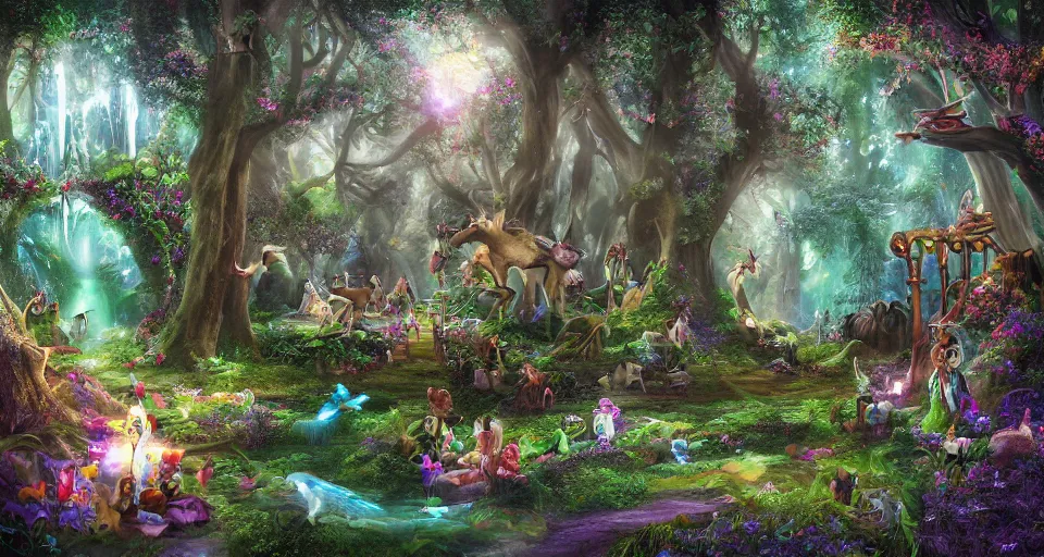 Image similar to Enchanted and magic forest, by studio 4c