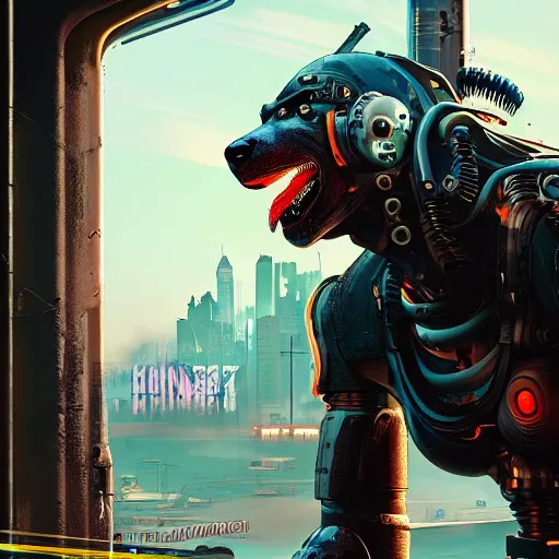 Image similar to robot cyborg hyena, cyberpunk 2 0 7 7, realistic digital art, very detailed,