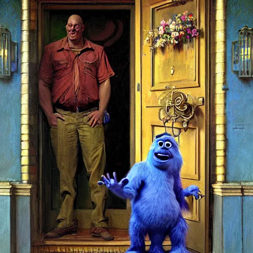 portrait of sulley from monsters inc in front of room, Stable Diffusion