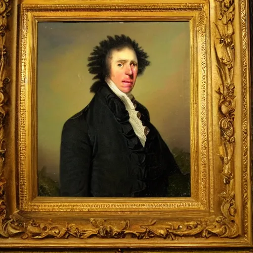 Image similar to An 18th century oil painting of Jerma985 in the mid-late 1700s, portrait of Jerma985, grainy, realistic, very realistic, hyperrealistic, highly detailed, very detailed, extremely detailed, very neat, very epic, very cool, detailed, trending on artstation