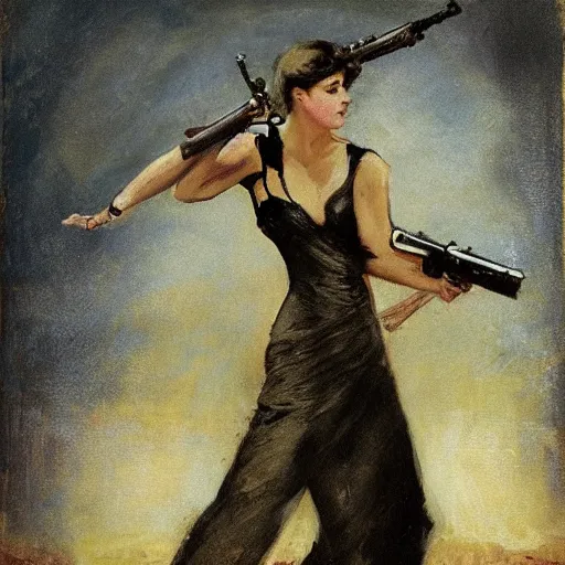 Image similar to action heroine spy by alfred stevens