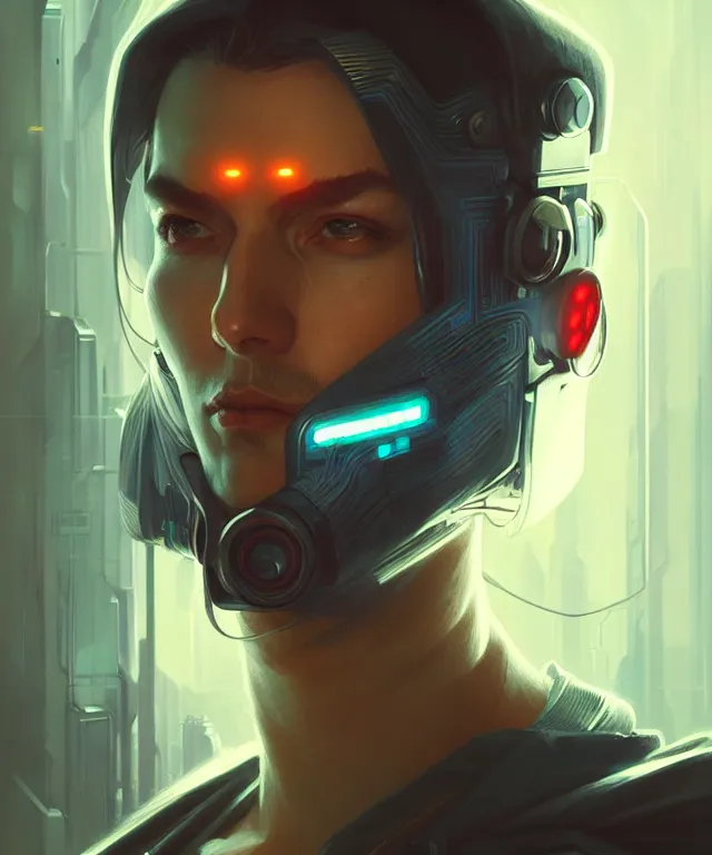 Image similar to cyberpunk hacker man portrait, sci - fi face, elegant, highly detailed, digital painting, artstation, concept art, smooth, sharp focus, illustration, art by artgerm and greg rutkowski and alphonse mucha