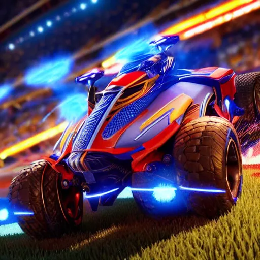 Image similar to stephen hawkin in rocketleague, splash art, movie still, detailed face, photorealistic facial features, cinematic lighting, dramatic, octane render, long lens, shallow depth of field, bokeh, anamorphic lens flare, 8 k, hyper detailed, 3 5 mm film grain