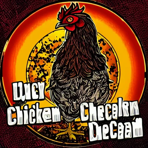 Image similar to chicken death metal cover