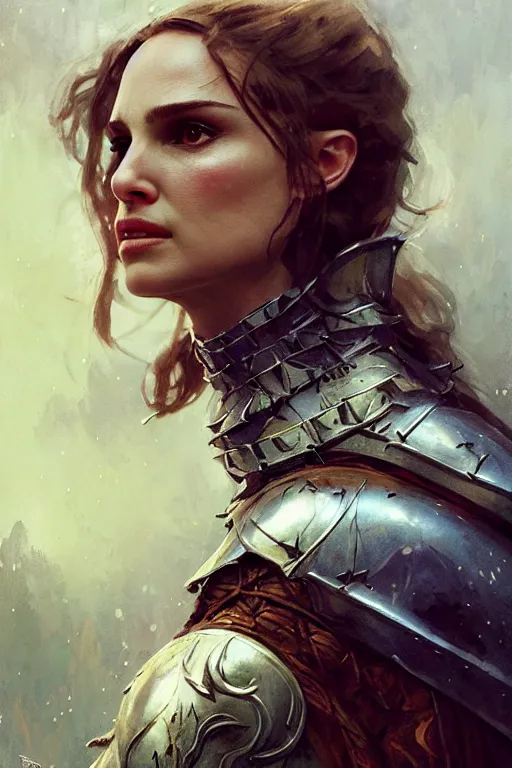 Image similar to natalie portman, legendary warrior, heroic, lord of the rings, tattoos, decorative ornaments, battle armor, by carl spitzweg, ismail inceoglu, vdragan bibin, hans thoma, greg rutkowski, alexandros pyromallis, perfect face, fine details, realistic shading photorealism