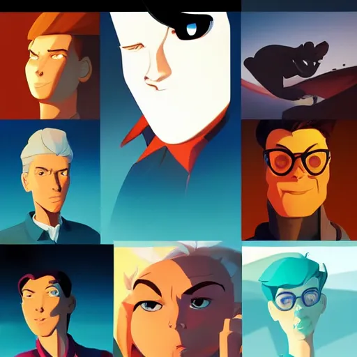 Image similar to face icon stylized minimalist the new adventures of johnny quest, loftis, cory behance hd by jesper ejsing, by rhads, makoto shinkai and lois van baarle, ilya kuvshinov, rossdraws global illumination