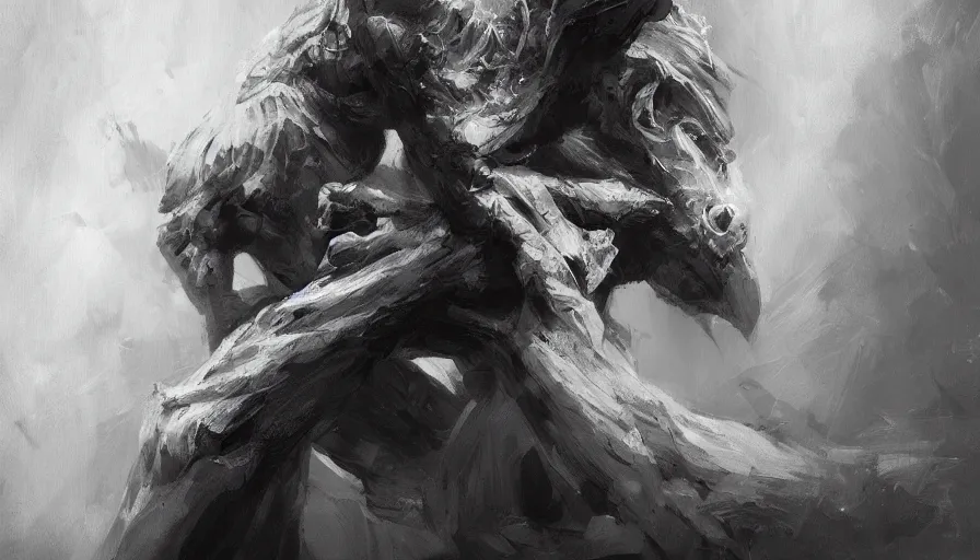 Image similar to enviroment thumbnail black and white, cgsociety, oil painting by jama jurabaev, extremely detailed, brush hard, artstation, high quality, brush stroke