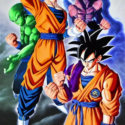 Image similar to highly detailed oil painting of dragon ball z by alex ross