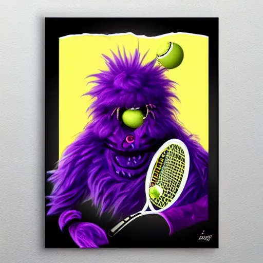 Prompt: a g. 0 ree. 0. tennis ball monster in a purple pimp coat, black and gold, digital art, fantasy, magic, chalk, trending on artstation, ultra detailed, professional illustration by basil gogos