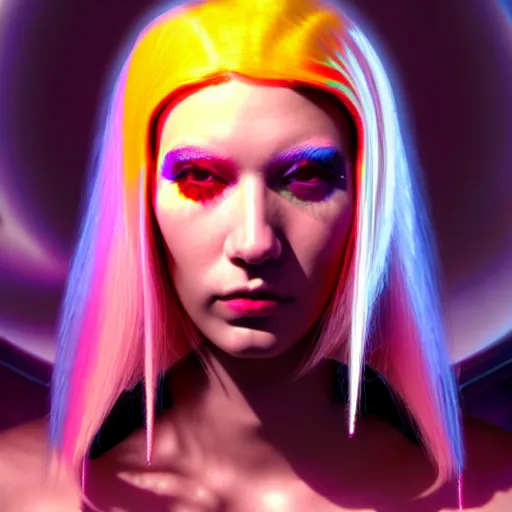 Image similar to hyperreal cyberpunk high priestess
