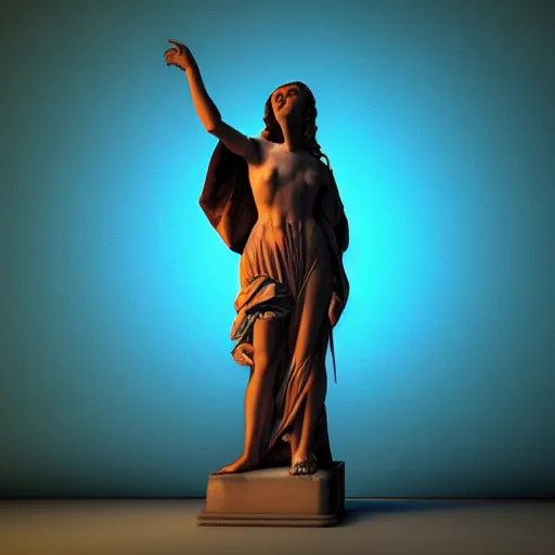 Image similar to renaissance statue digital art, neon light, 3 d render