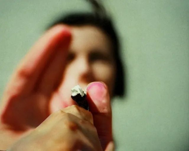 Image similar to a lomographic photo of woman hand with cigarette