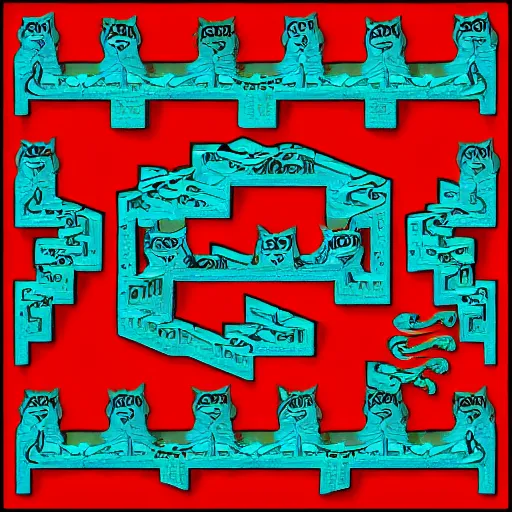 Prompt: herding cats in the style of escher. symmetric. detailed. hd