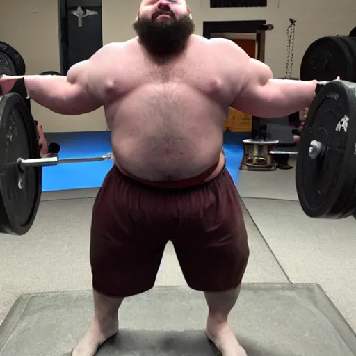 Prompt: the bloat lord kyriakos gym powerlifter fatman greek