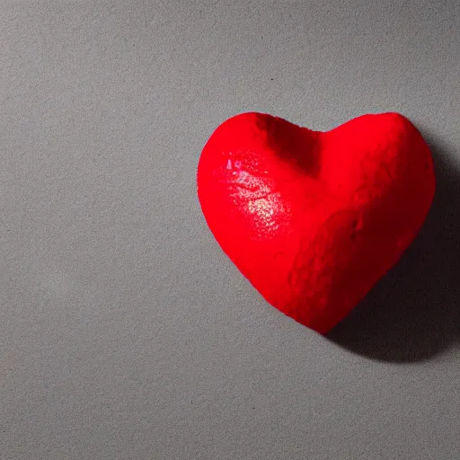 Image similar to 3d render of a badly formed red putty heart shape in the middle of a gray sheet of paper