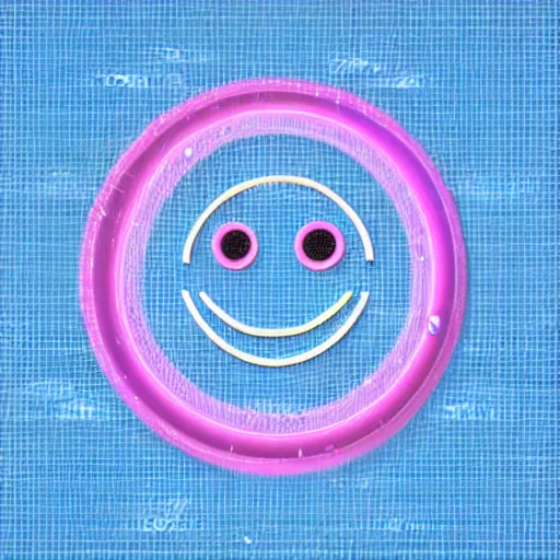 Prompt: a pink and blue circle with a smiley face, vector art by shitao, featured on deviantart, digital art, irridescent, adafruit, flat shading