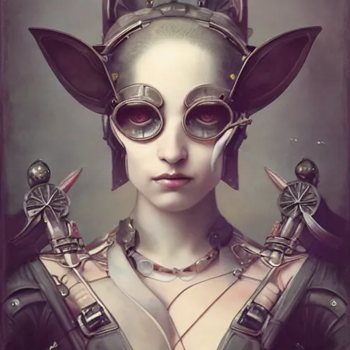 Prompt: tom bagshaw, curiosities carnival, soft paint of a single beautiful kawai catgirl in a full steampunk armor, symmetry accurate features, focus, very intricate ultrafine details, award winning masterpiece