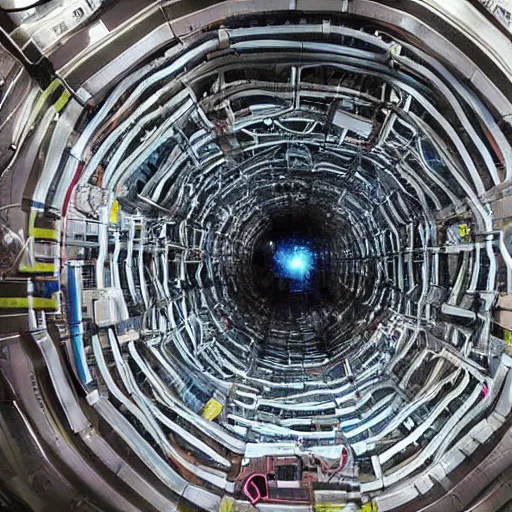 Image similar to an amazing surreal real photo of the large hadron collider made entirely out of a pile of laundry, coverup, conspiracy, lazy scientists saving on laundromat bills