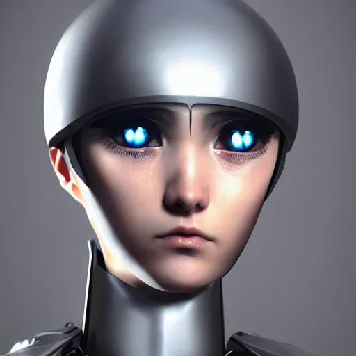 Prompt: portrait of a humanoid mech, anime, hyperrealistic