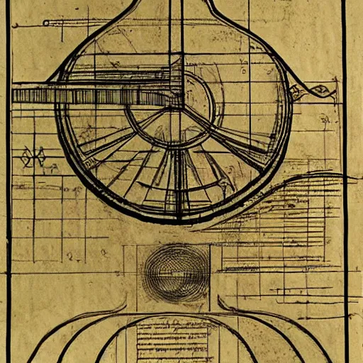 Image similar to time machine blueprints by leonardo davinci