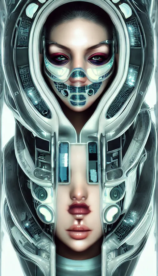 Image similar to face mask on beautiful woman face, cyberpunk art by kuno veeber, cgsociety, computer art, ultra detailed, futuristic, anime aesthetic