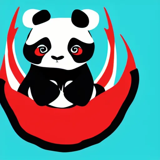 Image similar to vector art of panda with welsh dragon wings and tail, intercrossed, chimera, welsh flag, adobe illustrator