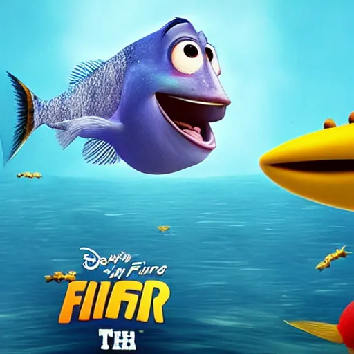 Prompt: screenshot of the new Pixar movie: The Flying Fish (2030)