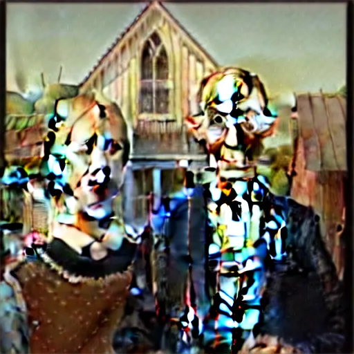 Image similar to American Gothic by Hieronymus Bosch