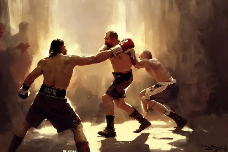 Prompt: jesus christ boxing with vladimir putin, fist fight, detailed faces, in battle by anders zorn, wonderful masterpiece by greg rutkowski, beautiful cinematic light, by greg manchess, jessica rossier