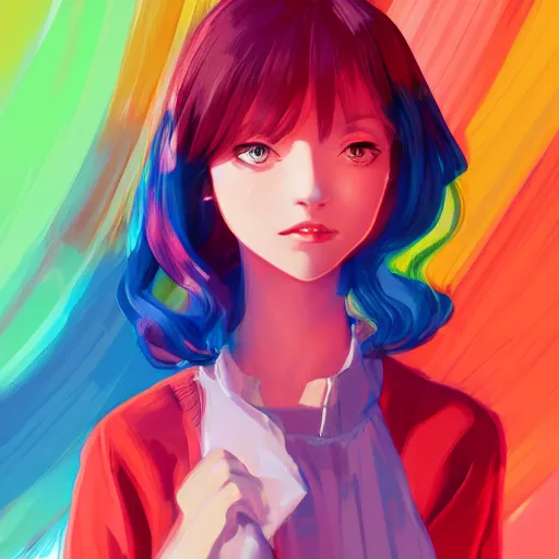 Prompt: portrait of aurora asknes, colorful interior as background, rich vivid colors, ambient lighting, dynamic lighting, 4k, official media, anime key visual, makoto shinkai, ilya kuvshinov, lois van baarle, rossdraws, detailed, trending on artstation