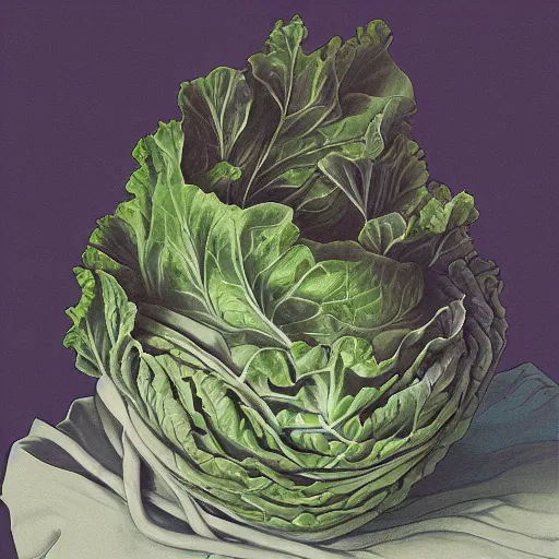 Image similar to a lettuce that is praying, an ultrafine detailed painting by james jean, behance contest winner, vanitas, angular, altermodern