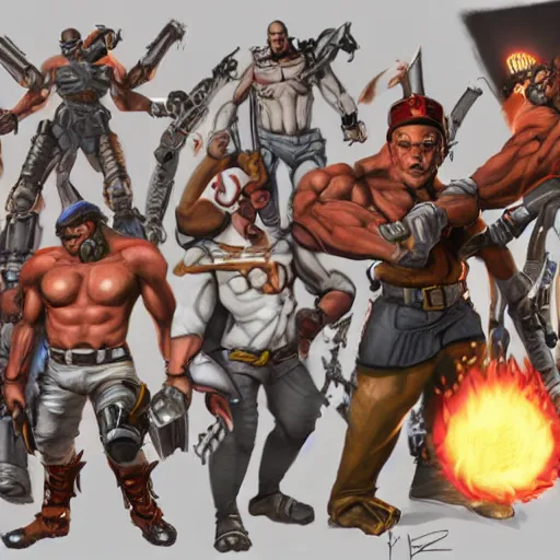 Image similar to Serious sam as smash characters, concept art