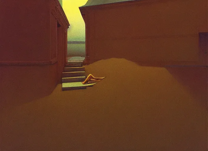 Image similar to see things deeply, science fiction, Edward Hopper and James Gilleard, Zdzislaw Beksinski highly detailed