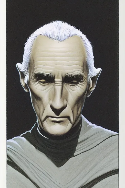 Prompt: ralph mcquarrie concept art portrait of jedi master wilhuff tarkin