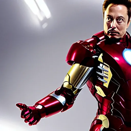 Image similar to elon musk as iron man full body shot