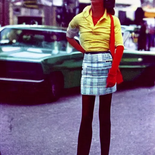 Image similar to kodachrome photograph of a stylish young woman from 1 9 7 6