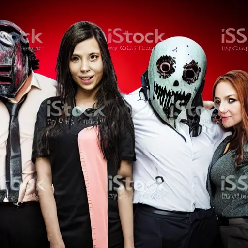 Image similar to horror movie slashers at a business conference. stock photo hd