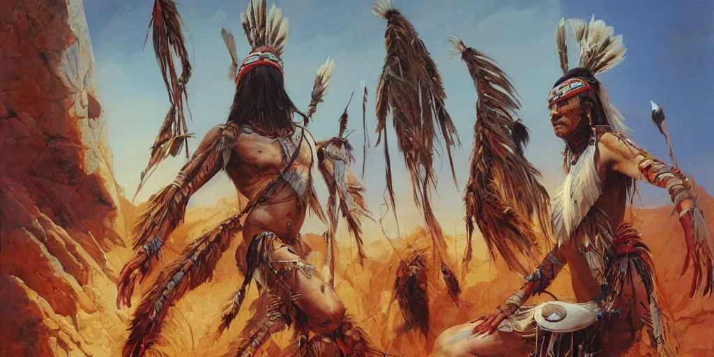 Prompt: of Native American Chief by Peter Andrew Jones and Peter Gric