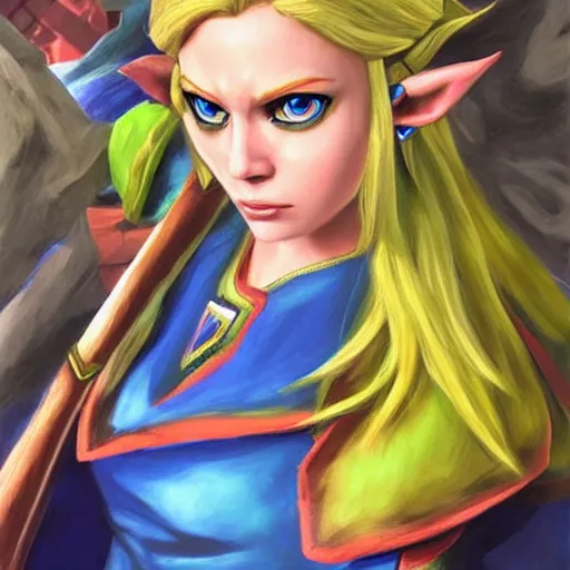 Prompt: An ultra-realistic portrait painting of Zelda from The Legend of Zelda in the style of Alex Ross. 4K. Ultra-realistic. Highly detailed. Epic lighting.