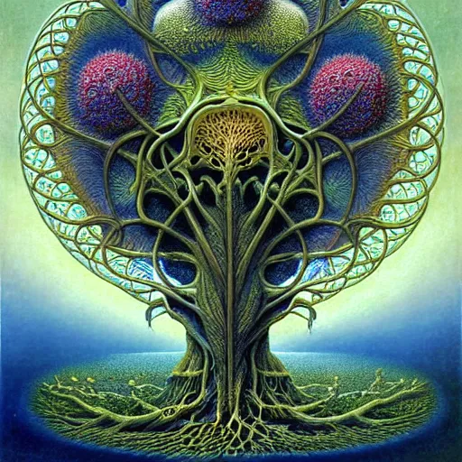 Image similar to tree of life by roger dean and andrew ferez, art forms of nature by ernst haeckel, divine chaos engine, symbolist, visionary, art nouveau, botanical fractal structures, organic, detailed, realistic, surreality