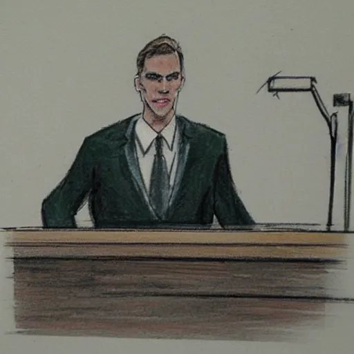 Prompt: courtroom sketch of jerma 985