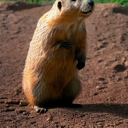 Image similar to a bear crossed with a prairie dog, award winning photograph